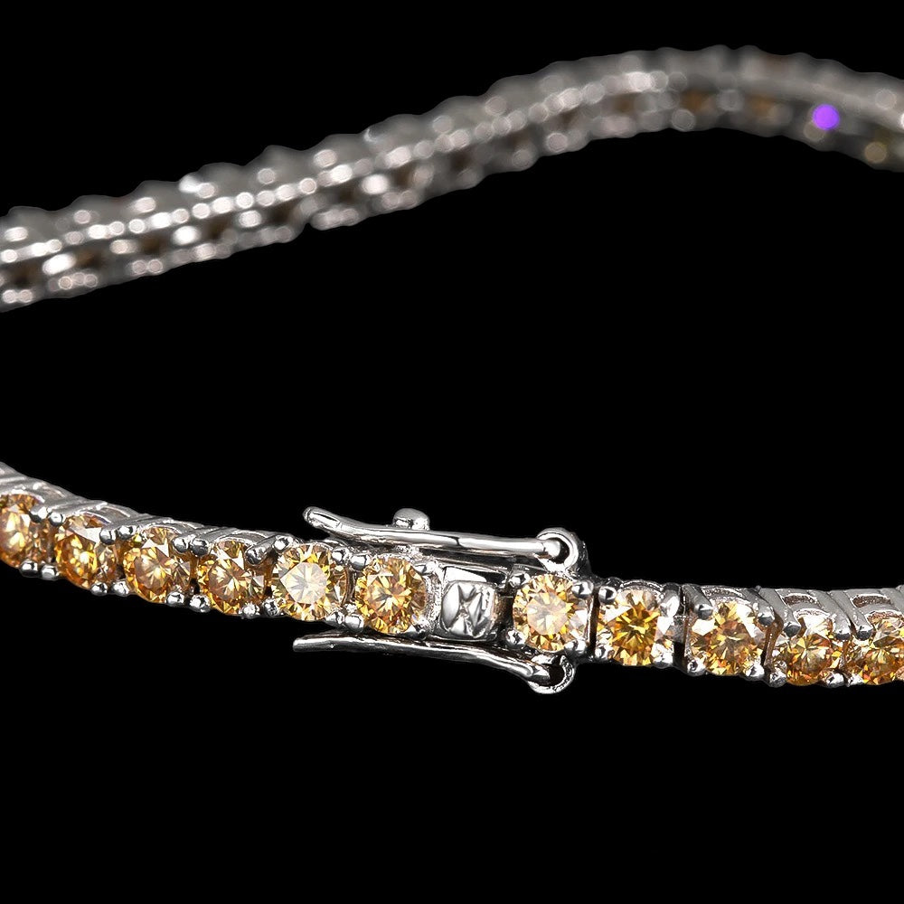 3mm Champagne Moissanite Diamanten Tennis Armband