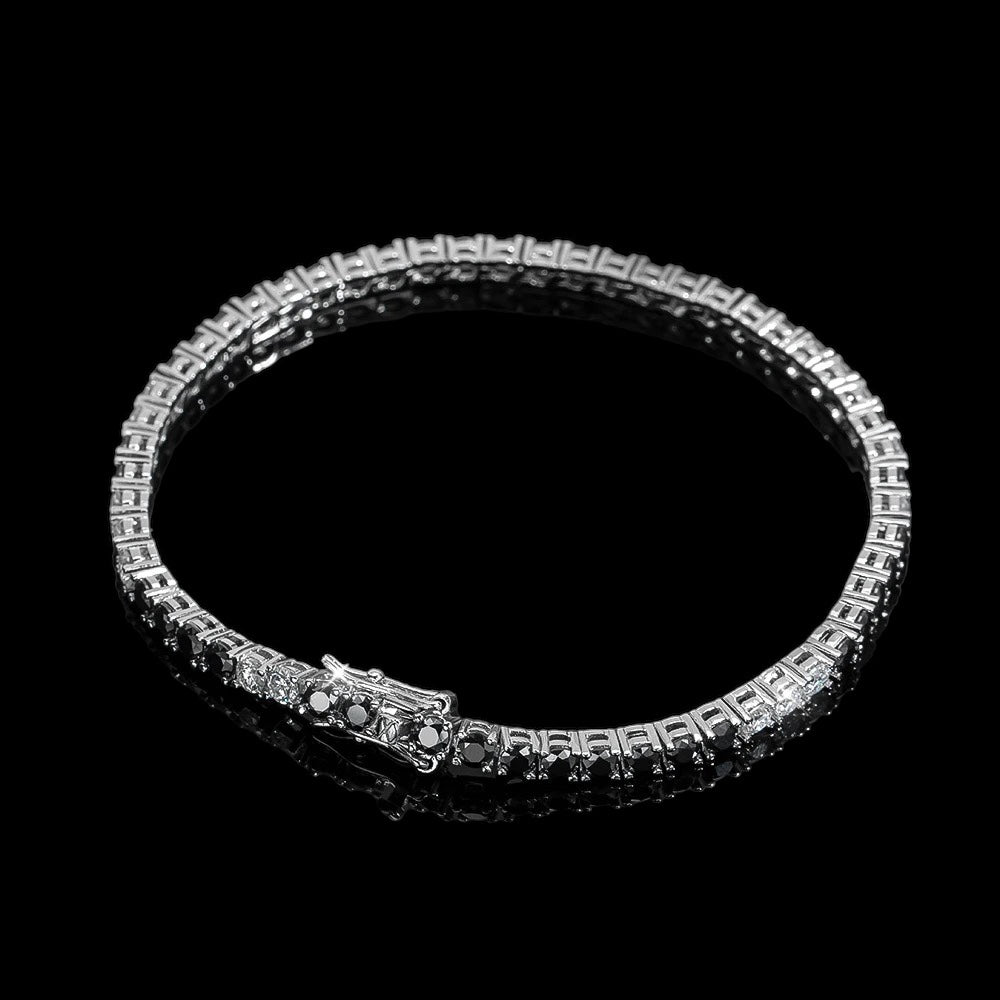 3mm Zwart/Wit Moissanite Diamanten Tennis Armband