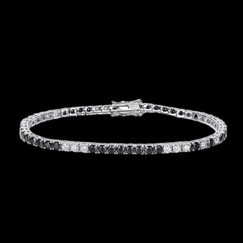 3mm Zwart/Wit Moissanite Diamanten Tennis Armband