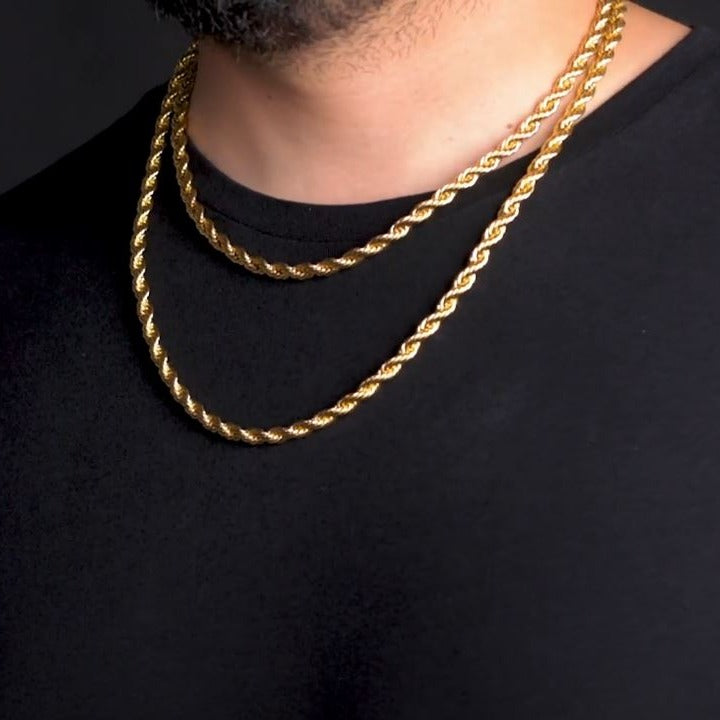 6mm Gold plated Dookie Rope Ketting