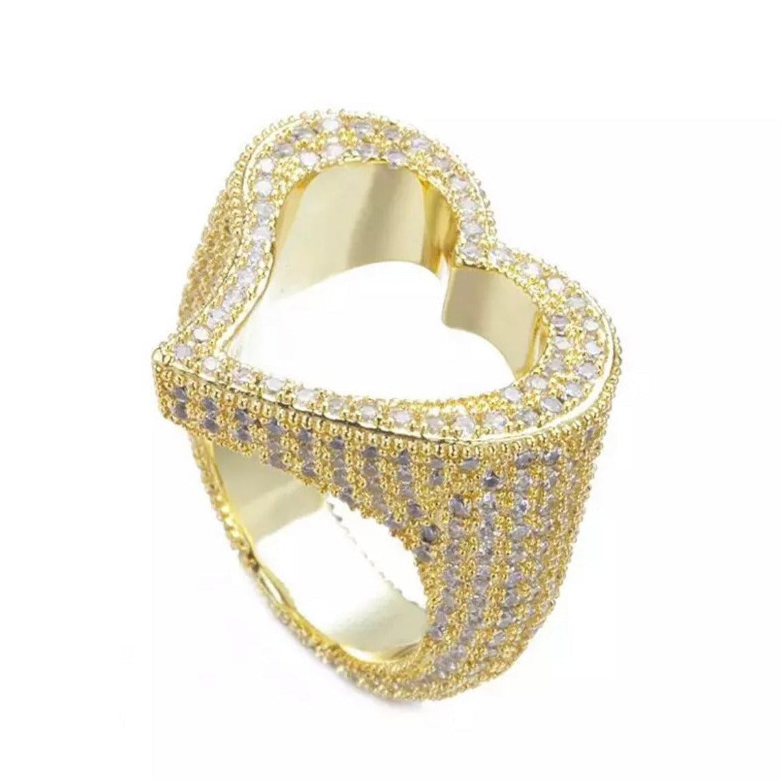 Gold Plated Open Diamanten Hart Ring