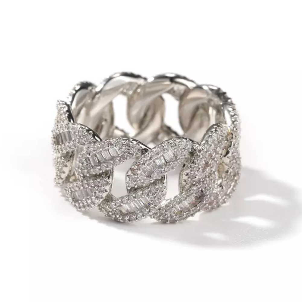 Cuban Ring met baguette diamanten