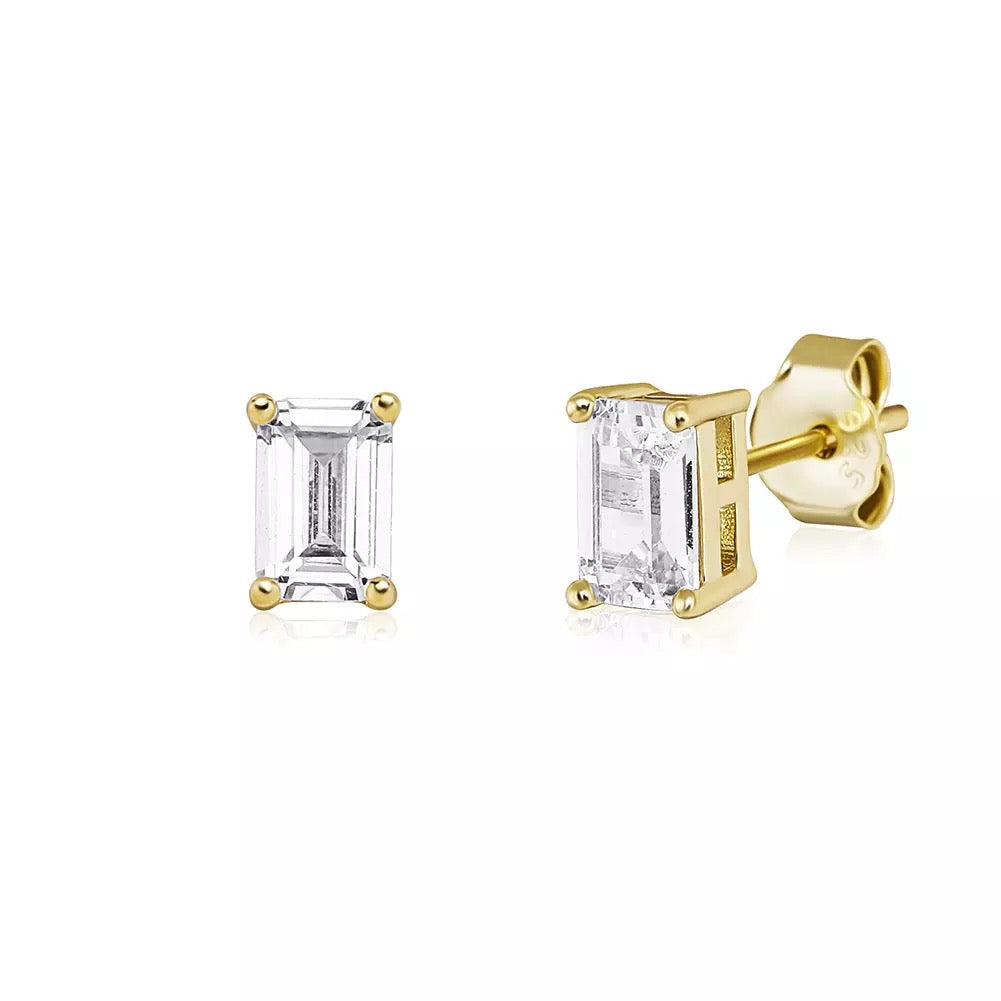 Gold Plated Baguette diamanten Oorbellen