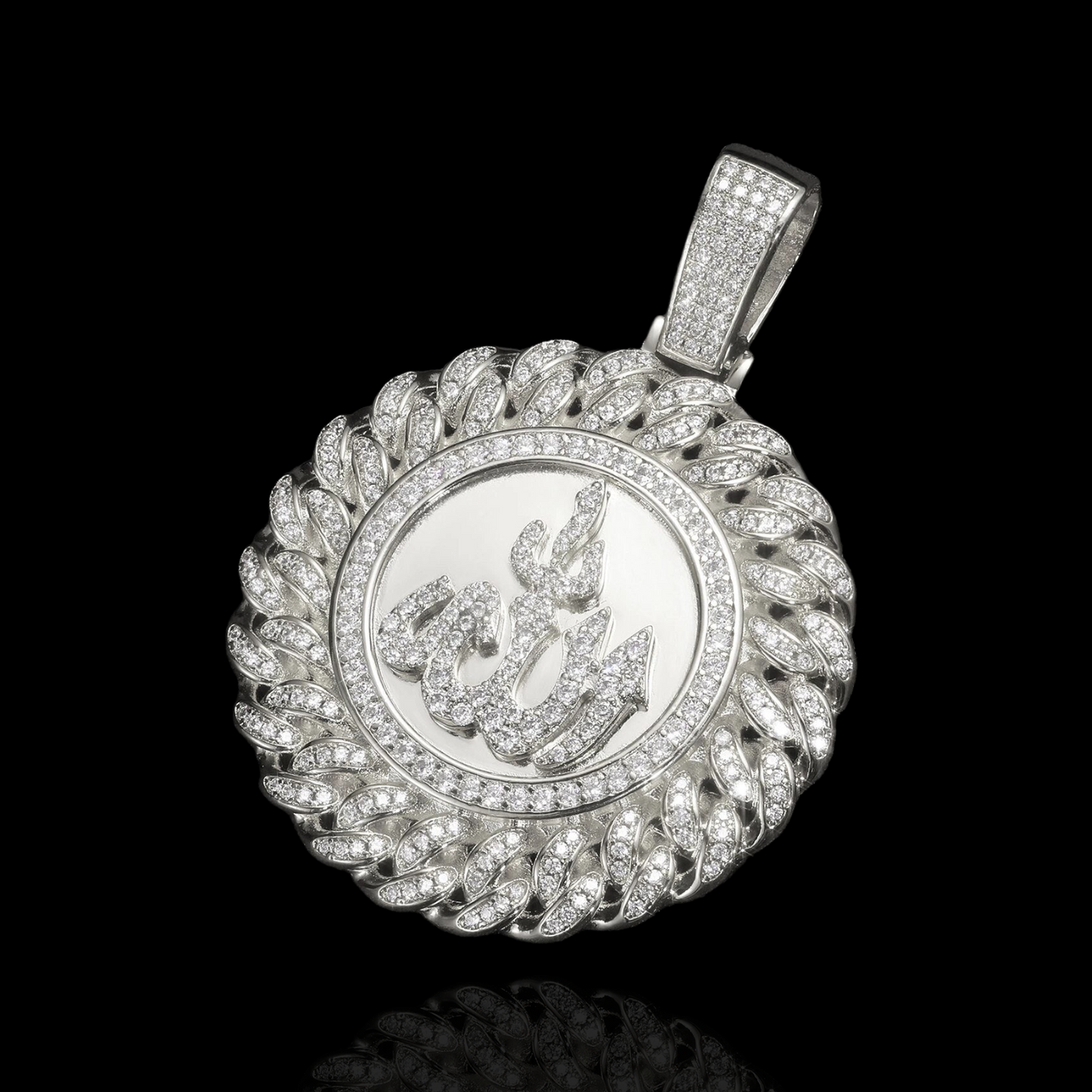 Zilveren Moissanite Diamanten Allah Cuban Medallion