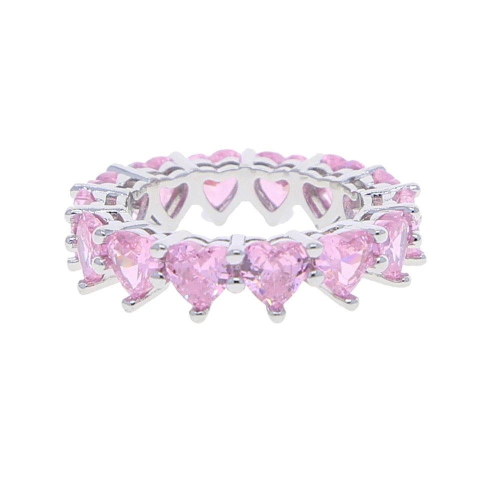 Eternity Ring Met Roze Hart Diamanten