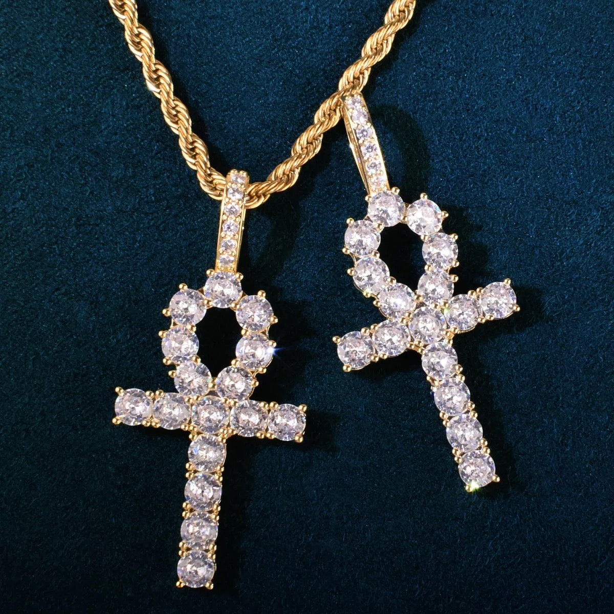 Gold Plated Diamanten Ankh Kruis Hanger