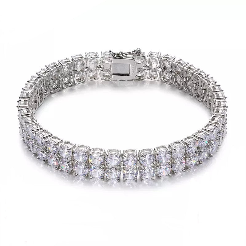 8mm Dubbele Rij Moissanite Diamanten Tennis Armband