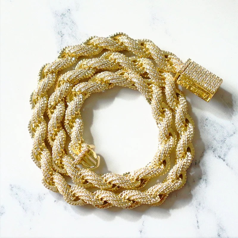 10MM Gold Plated Diamanten Dookie Rope Ketting