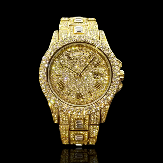 Gold Plated Diamanten Day-Date Horloge