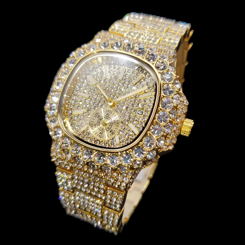 Gold Plated Fully Iced Watch | Nautulius