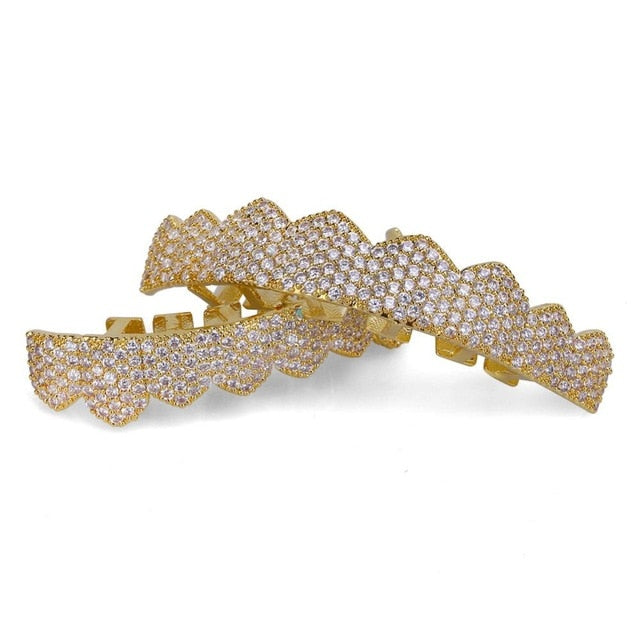 8/8 Premium Gold plated Iced Out Grillz Set