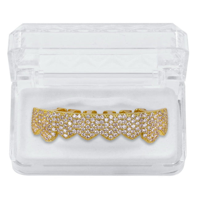 8/8 Premium Gold plated Iced Out Grillz Set