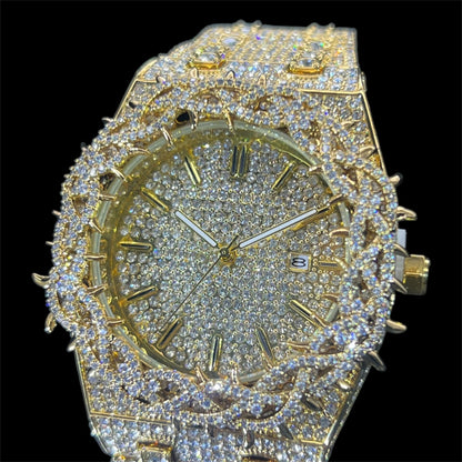 Royal Thorne 44mm – Fully Iced Gold-Plated