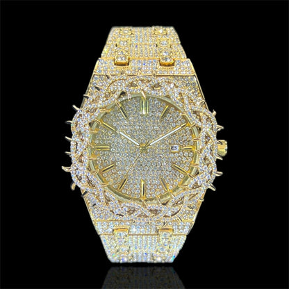 Royal Thorne 44mm – Fully Iced Gold-Plated
