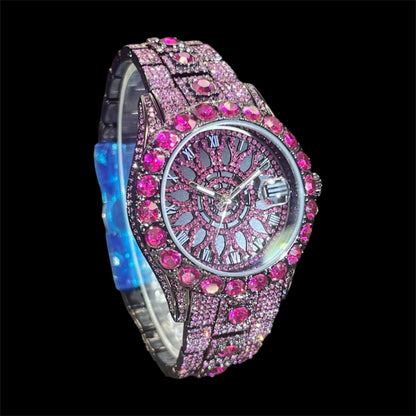 Sunburst Date 45mm – Pink Sapphire Iced Edition
