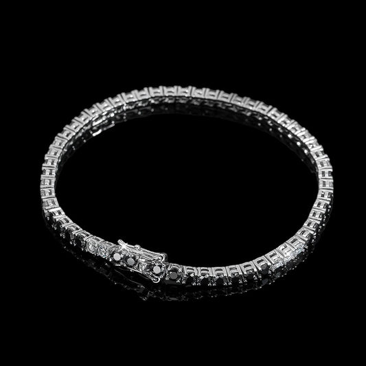 3mm Black/White Moissanite Diamond Tennis Bracelet