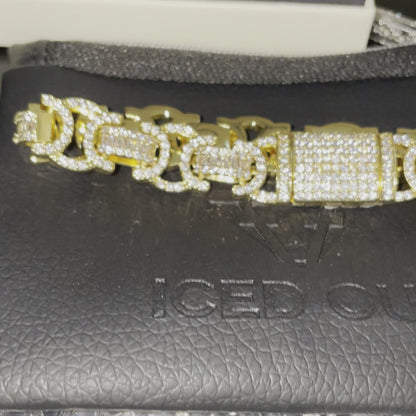 13MM Gold Plated Fully Iced Out King Chain Bracelet