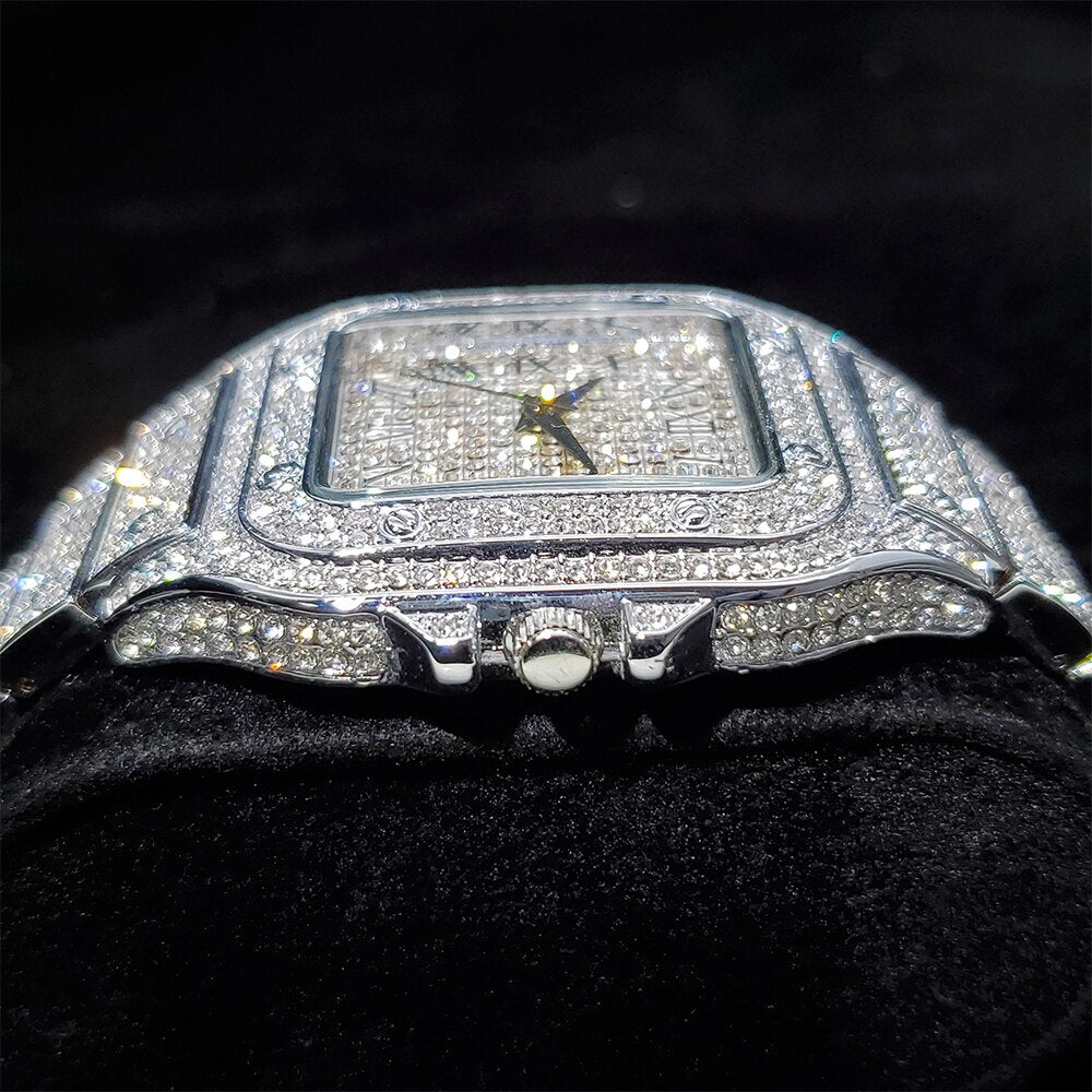 Fully Iced Out King Square Horloge