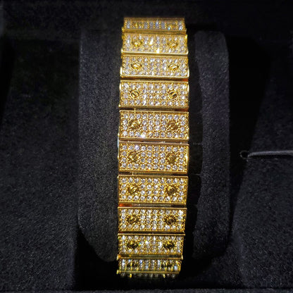 Fully Iced Out Gold plated King Square Horloge