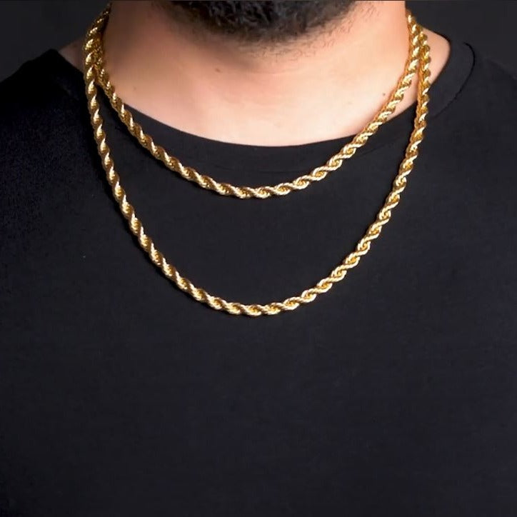 6mm Gold plated Dookie Rope Ketting