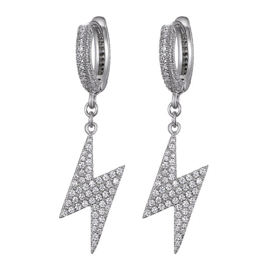 Iced Out Lightning Hoop Earrings