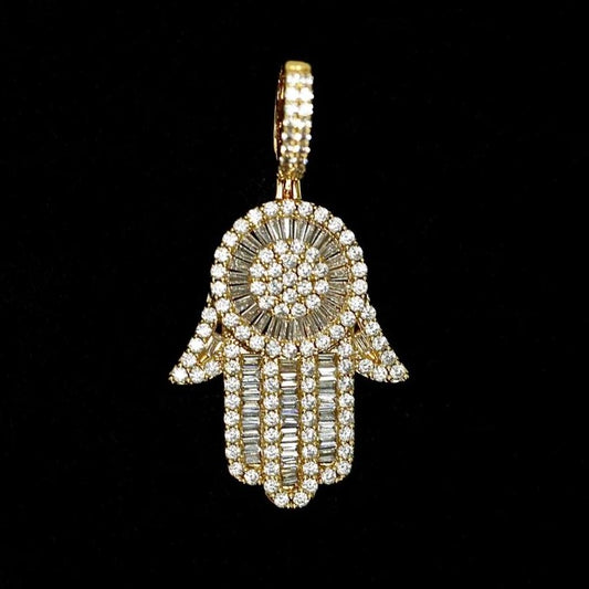 Gold Plated Baguette Diamanten Hamsa hand