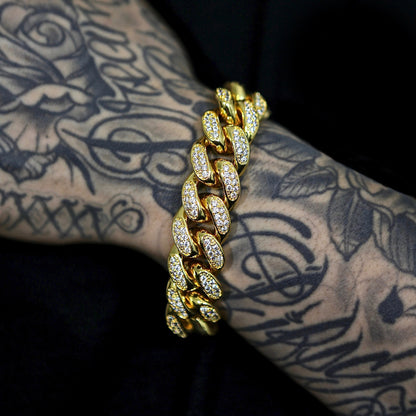 18mm Gold Plated Iced Out Cuban Armband