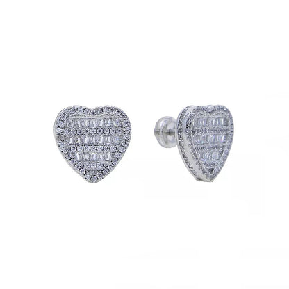 15mm Iced Out Hart Oorbellen
