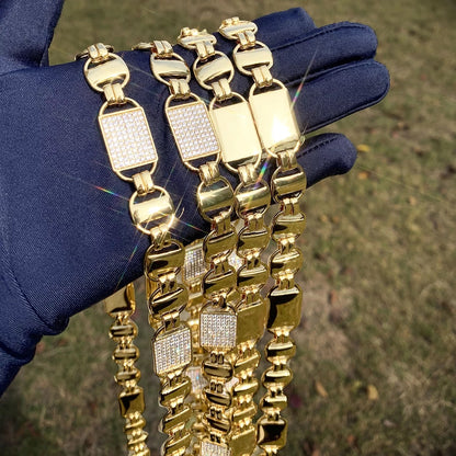 14mm Gold Plated Magnum Koningsketting en armband