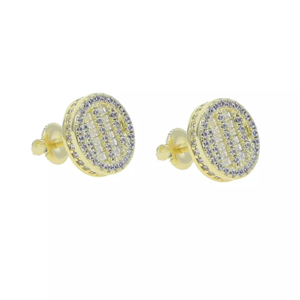 11mm Iced Out Ronde Gold Plated Oorbellen