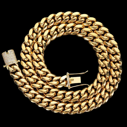 14mm Gold Plated Iced-Lock Miami Cuban