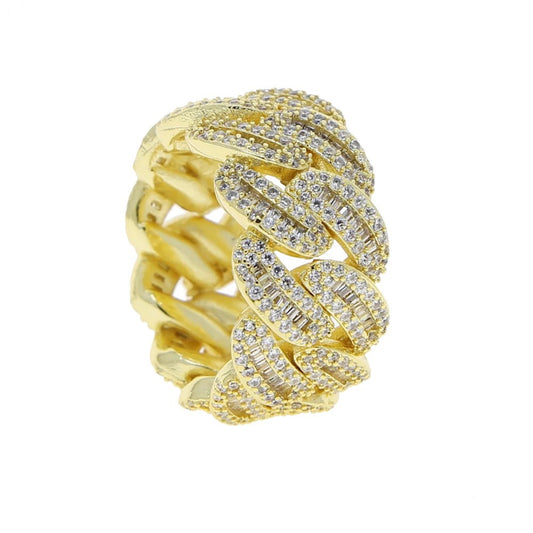 Gold Plated | Baguette Diamond Cuban Ring