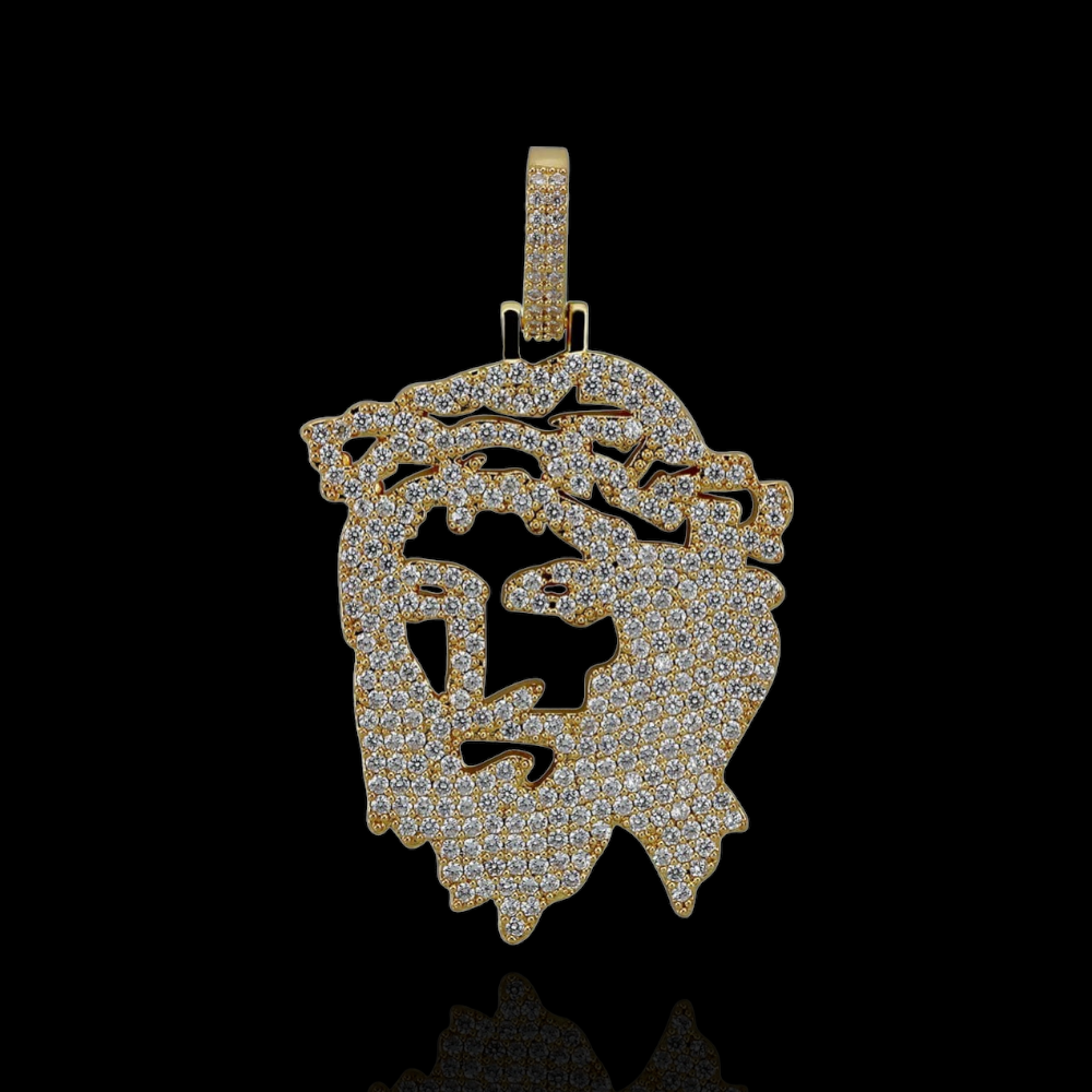 Gold Plated Open Jezus Hoofd Hanger