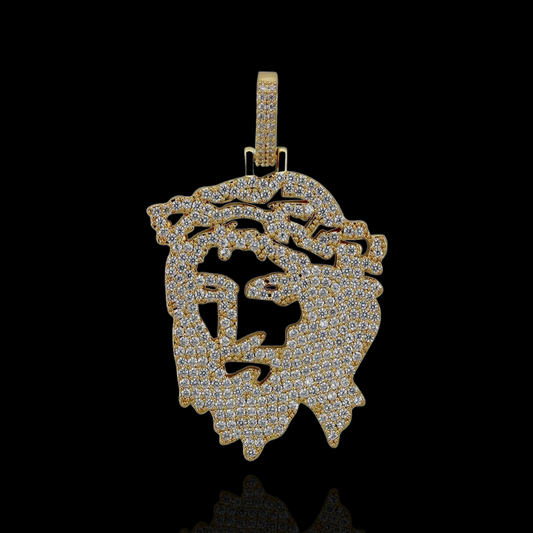 Gold Plated Open Jezus Hoofd Hanger