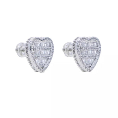 15mm Iced Out Hart Oorbellen