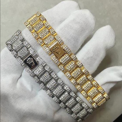 Gold Plated Fully Iced Out Rollie Armband