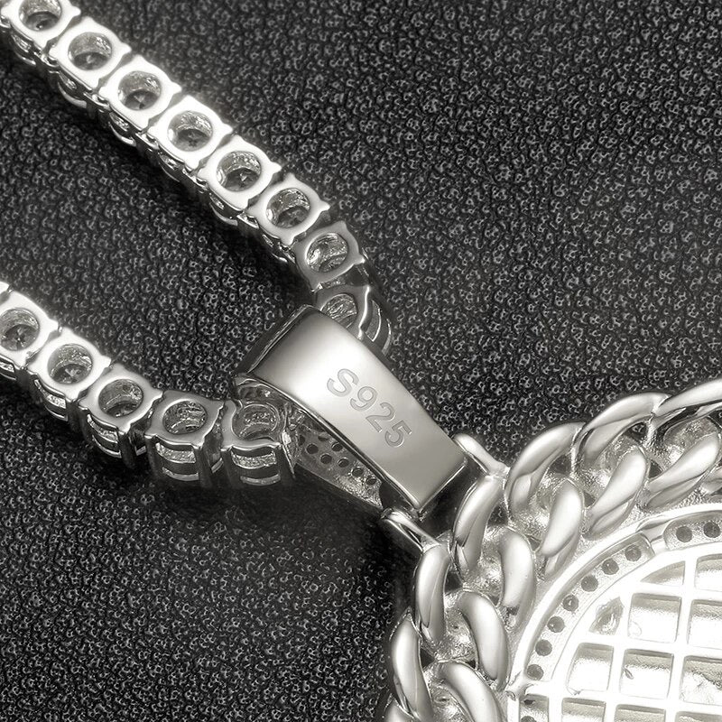 Silver Moissanite Diamonds Allah Cuban Medallion