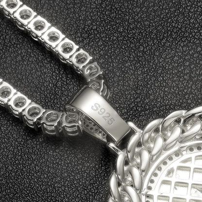 Silver Moissanite Diamonds Allah Cuban Medallion