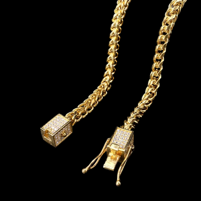 6mm Gold Plated Iced-Lock Franco Ketting