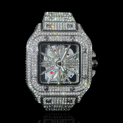 Iced Out King Square Skeleton Watch