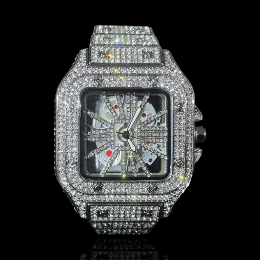 Iced Out King Square Skeleton Horloge