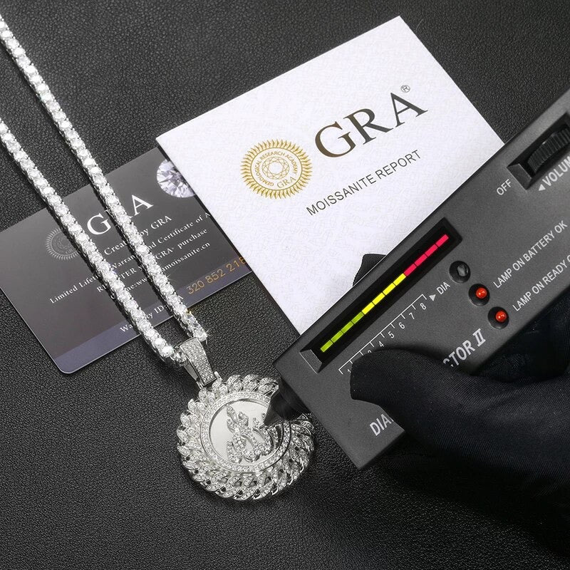 Silver Moissanite Diamonds Allah Cuban Medallion