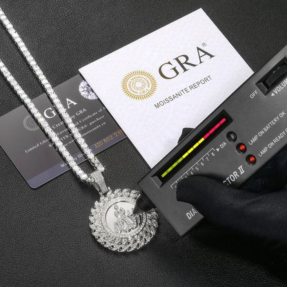 Silver Moissanite Diamonds Allah Cuban Medallion