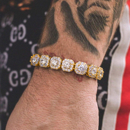 Gold Plated Iced Out Clustered Tennis Bracelet