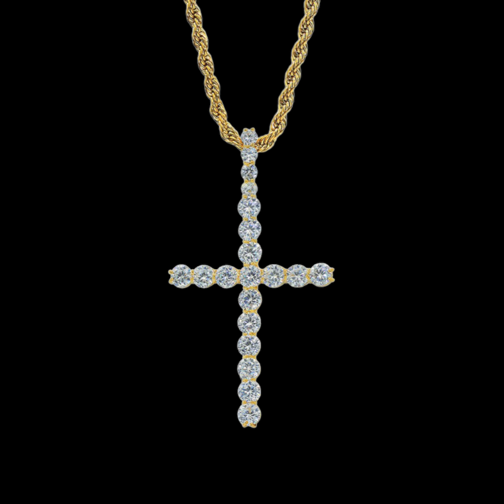 Gold Plated Tennis Cross Pendant
