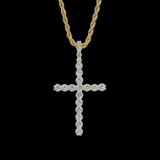 Gold Plated Tennis Kruis Hanger