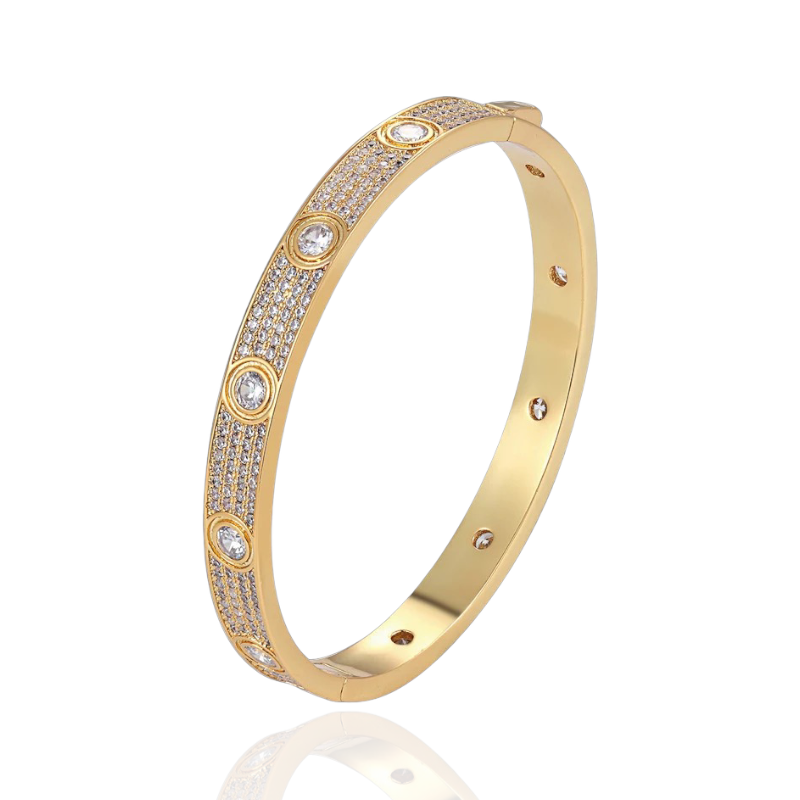 Diamanten Eternity Bangle | Gold Plated