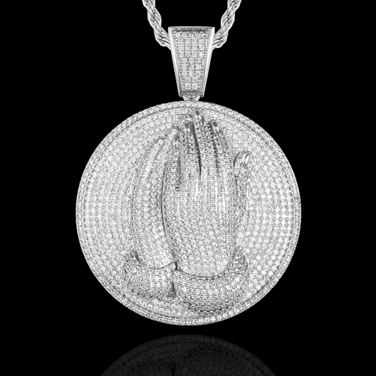 .925 Silver Praying Hands Medallion