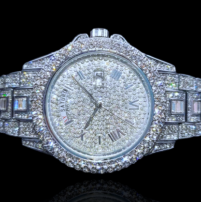 Fully Iced Out Roman GMT Master Baguette horloge