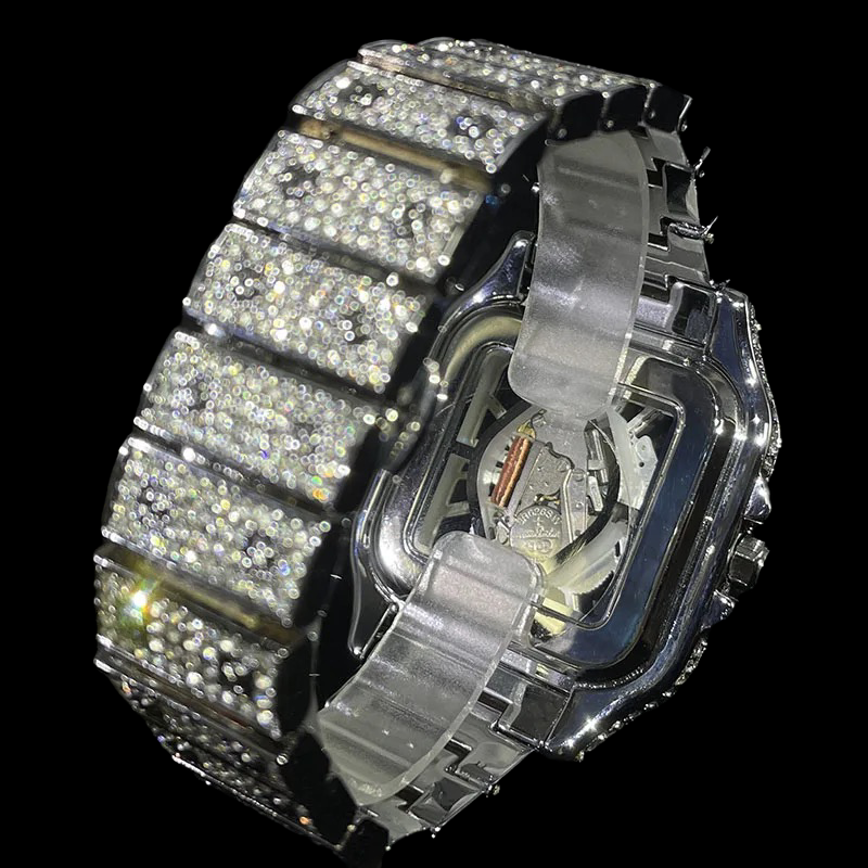 Iced Out King Square Skeleton Watch